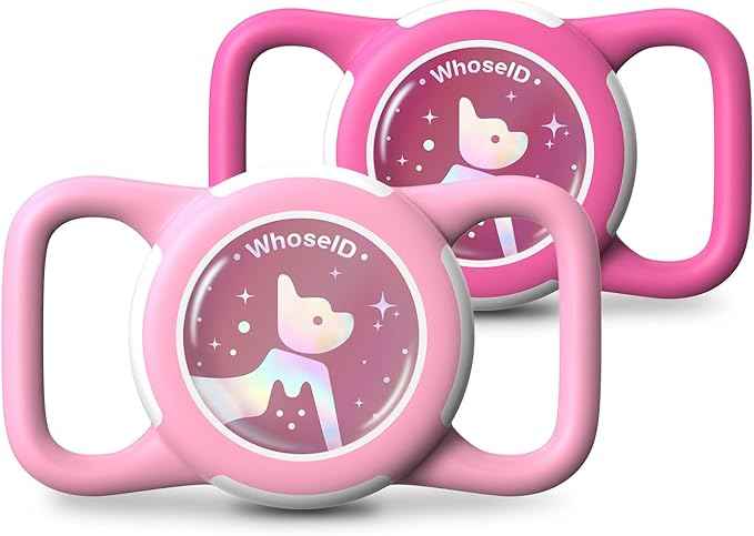 Waterproof Airtag Dog Collar Holder, Silicone & ABS Airtag Holder for Dog & Cat Collars, Ultra-Durable, Lightweight and Protective Airtag Case (Rose&Pink-1, Regular)