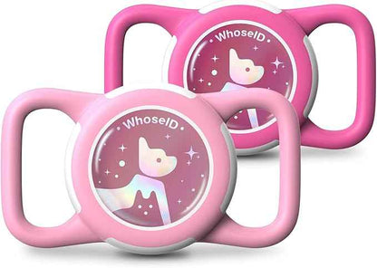 Waterproof Airtag Dog Collar Holder, Silicone & ABS Airtag Holder for Dog & Cat Collars, Ultra-Durable, Lightweight and Protective Airtag Case (Rose&Pink-1, Regular)
