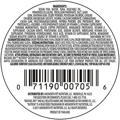 Rachael Ray Nutrish Natural Wet Cat Food, Ocean Fish-A-Licious Recipe, 2.8 Ounce Cup (Pack of 12), Grain Free (6303330281)