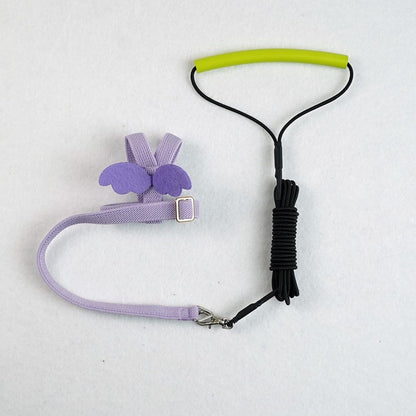 Pet Parrot Bird Harness Leash Adjustable Bird Flying Harness Traction Rope with Cute Wing for Parrots Pigeons Budgerigar Lovebird Cockatiel Mynah Outdoor Training Toy (L, Purple)