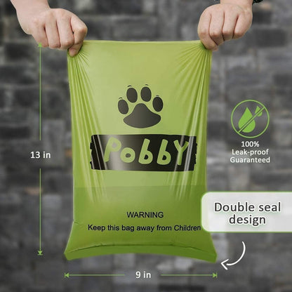 Poop Bags for Dogs, 225 Count Dog Bags for Poop, Unscented 15 Refill Rolls, 9" X 13" Thick Doggy Bag by PobbY