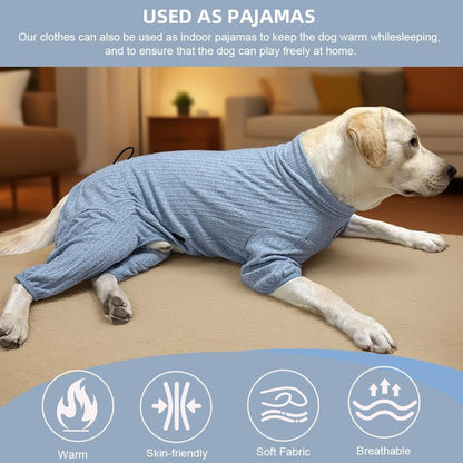Dog Pyjamas Sweater Clothing and Loungewear Suitable for Small to Medium Breeds of Dogs, Dog Neutering Suits, Extra-Large Stretch Fabric, Four-Legged Dogs Clothes Pyjamas (Sweater Blue, L)
