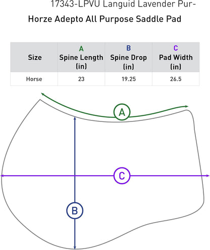 HORZE Adepto Padded All Purpose Quilted Equestrian Saddle Pad for Horses with Two-Tone Trim