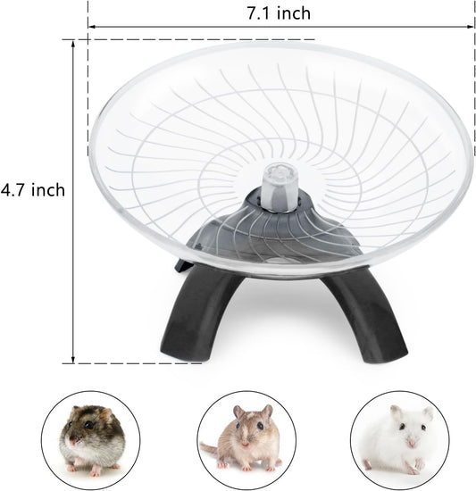 Hamster Wheel Silent Hamster Exercise Wheel Running Spinner Hamster Flying Saucer for Hamsters Gerbils Mice and Other Small Pets (Black)