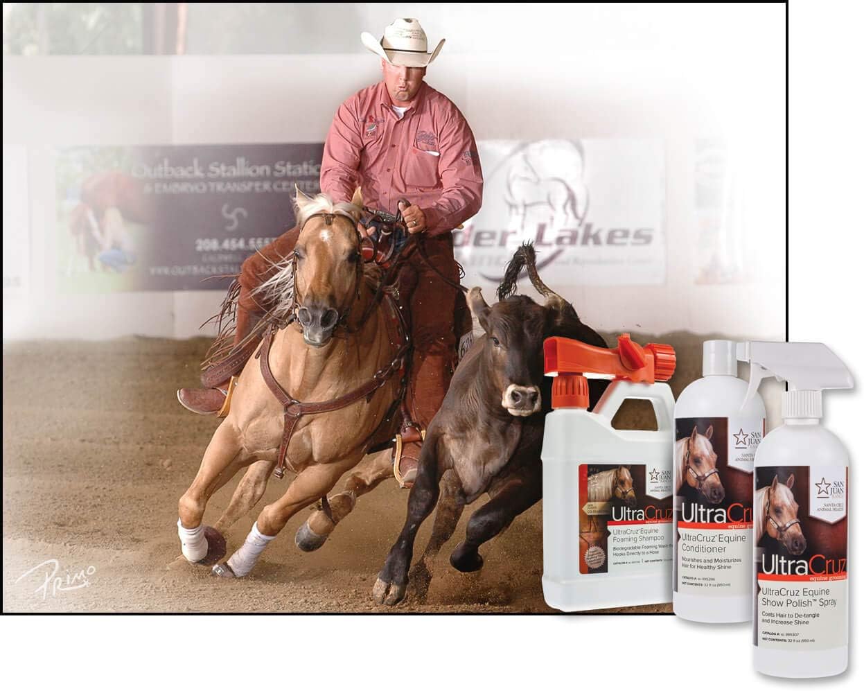 UltraCruz Equine Foaming Horse Shampoo with Travel Applicator, Conditioner and Show Polish Spray Bundle, 32 oz Each