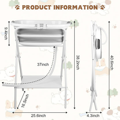 YUEPET Elevated Collapsible Dog Bathtub, Portable Shower Tub with Safety Collar, Foldable Dog Washing Station for Bathing and Grooming for Puppies Medium Dogs Cats Pets