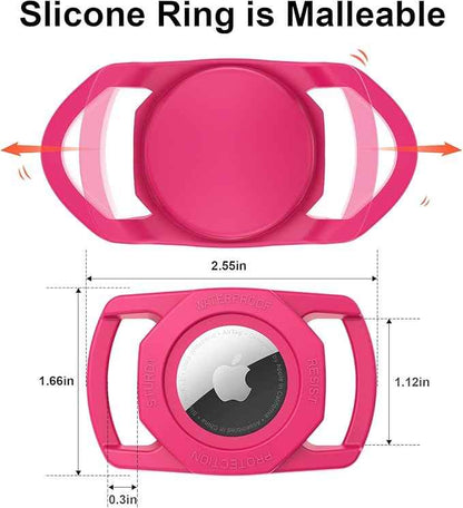 SANKALA Waterproof Airtag Case, [1 Pack] Airtag Dog Collar Holder, TPU & Silicone Full Body Covered Anti-Lost Apple Air Tag Holder Protective Case, Rose Red