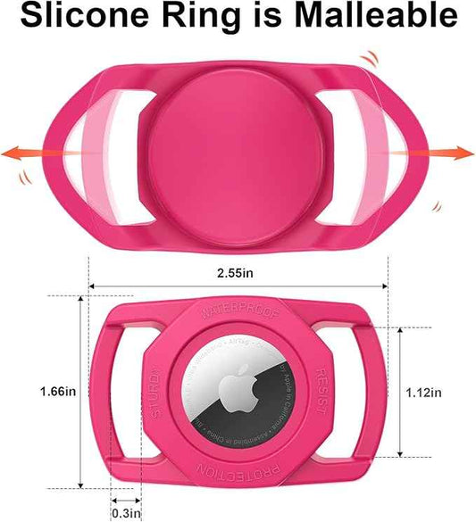 SANKALA Waterproof Airtag Case, [1 Pack] Airtag Dog Collar Holder, TPU & Silicone Full Body Covered Anti-Lost Apple Air Tag Holder Protective Case, Rose Red
