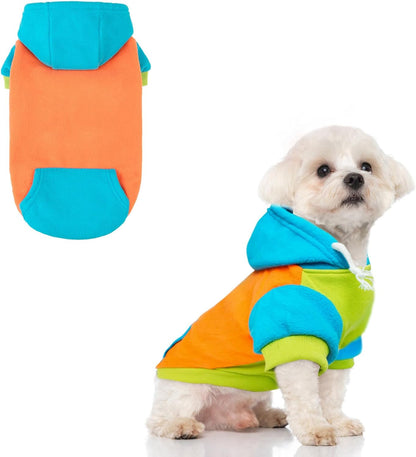 BEAUTYZOO Fleece Dog Hoodie Sweatershirt with Pocket and Leash Hole, Stretchy Small Medium Large Sized Dogs Clothes for Fall Winter Cold Days, Color Designer Warm Dog Jackets,French Bulldog Coats