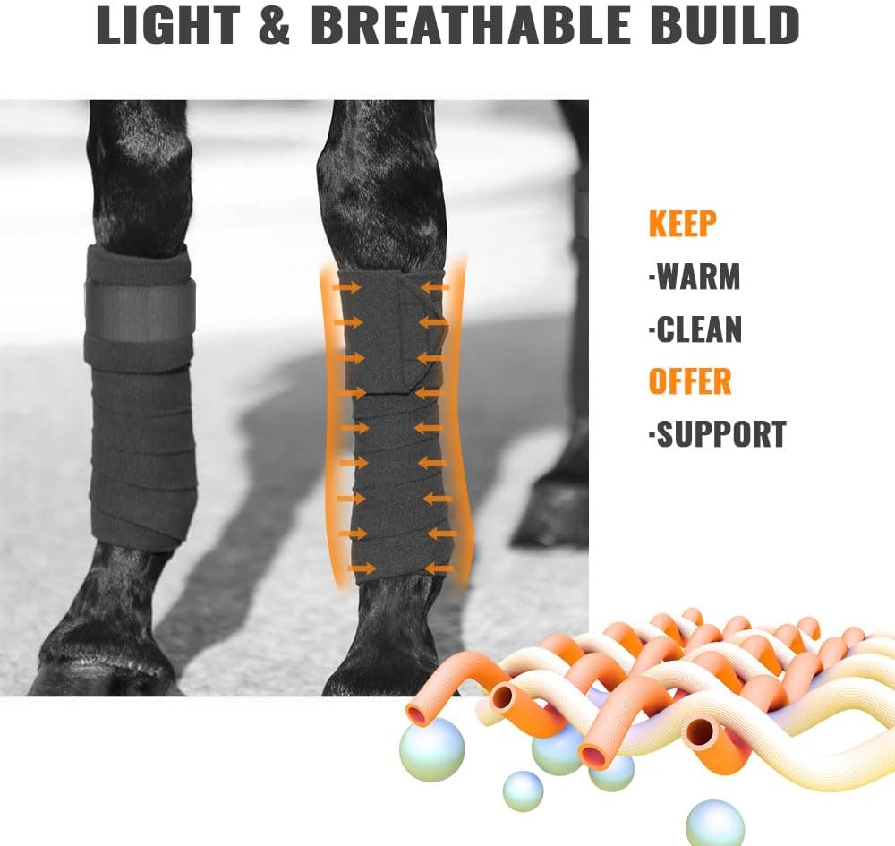 Horse Polo Leg Wraps Soft Fleece Wraps Equestrian Leg Bandage 4-Pack (Cob(8.2ft), White)