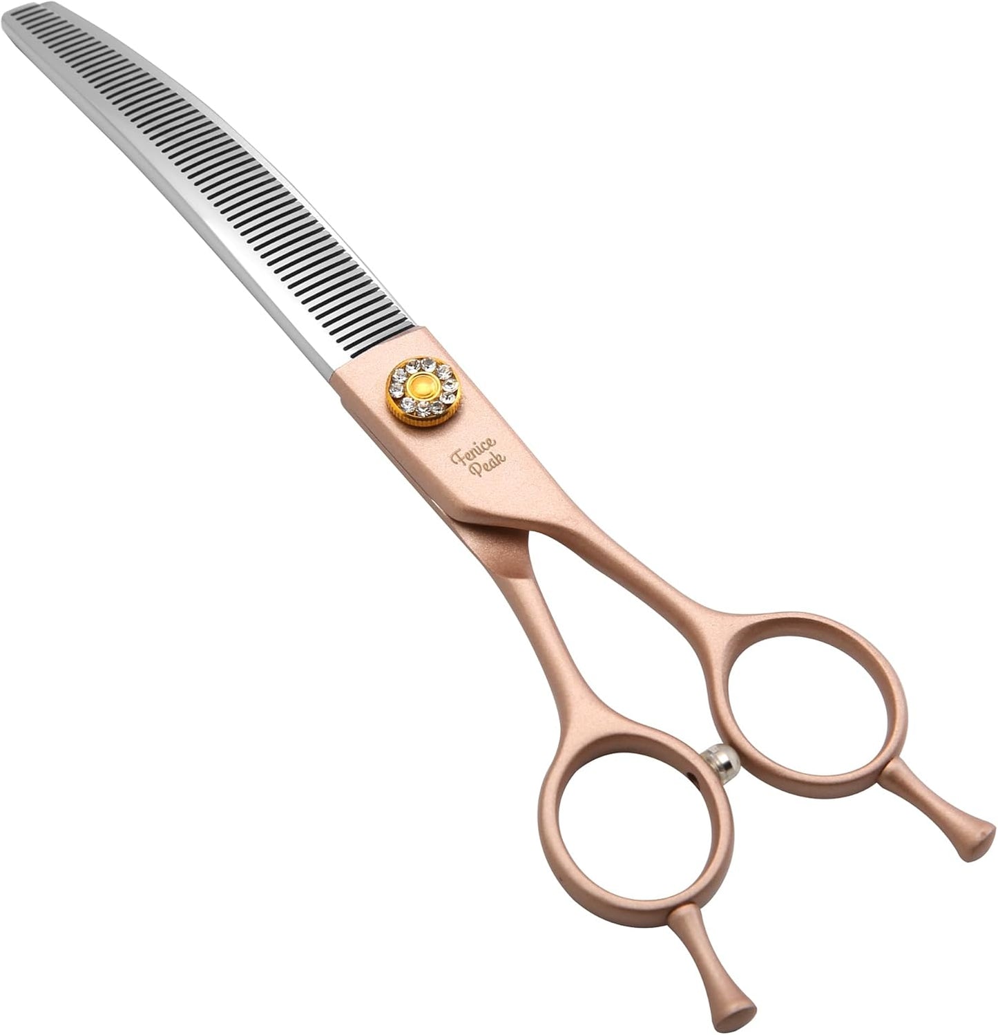 Fenice Peak Professional Curved Thinner Dog Grooming Scissors 7.0'' Rose Gold Thinning Shears Extremely Sharp Blades 440C Stainless Steel Thinning Shears Durable Smooth Fine Cut for Dogs and Cats.