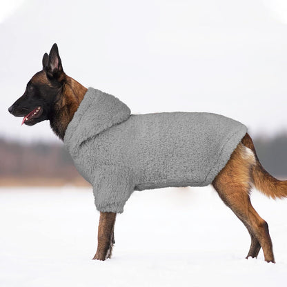Stpiatue Dog Hoodie, Warm Soft Fleece Dog Coats Hooded Sweatshirt for Large Dogs, XX-Large, Grey