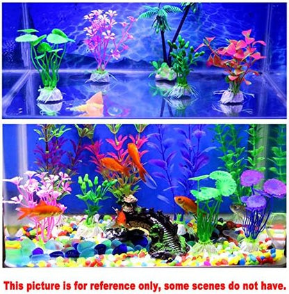 CousDUoBe Artificial Aquatic Plants 11 Pcs Small Aquarium Plants Artificial Fish Tank Decorations，Used for Household and Office Aquarium Simulation Plastic Hydroponic Plants