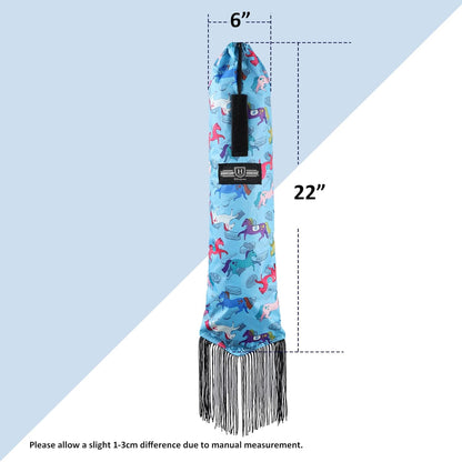 Harrison Howard Smooth Lightweight Adjustable Fastener Nylon Horse Tail Bag with Fringe