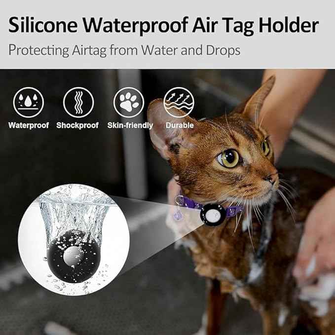 AirTag Holder for Cat Collar, Compatible with Apple Airtag GPS Tracker for Cats Replacement Parts (2 Pack Black) AirTag not Included.