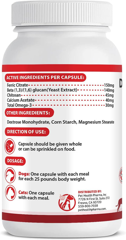 RENARAMAX Dietary Phosphate Binder and Renal Support Supplement for Cats and Dogs Count (Made in U.S.A) (60 Caps)