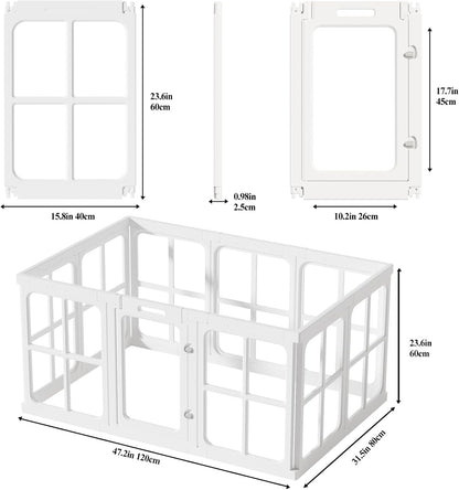 Clear Acrylic Dog Playpen with Door, for Puppy Cat Rabbit Transparent Pet Pen, Dog Playpen Indoor, Dog Fence, Easy Assemble & Cleaning Dog Pen for Small & Medium Dogs (23.6“ Height, 10PCS)
