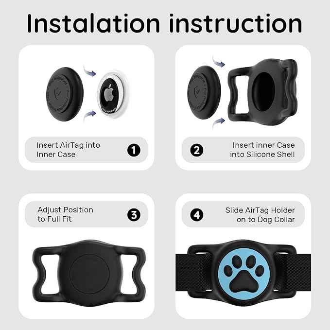 for Airtag Dog Collar Holder, Dog Airtag Holder Waterproof, Lightweight & Soft Silicone Air Tag Case for Pet Collars, Works with Multiple Tracker Tag Products (deep Pink+deep Blue, 2 Pack)