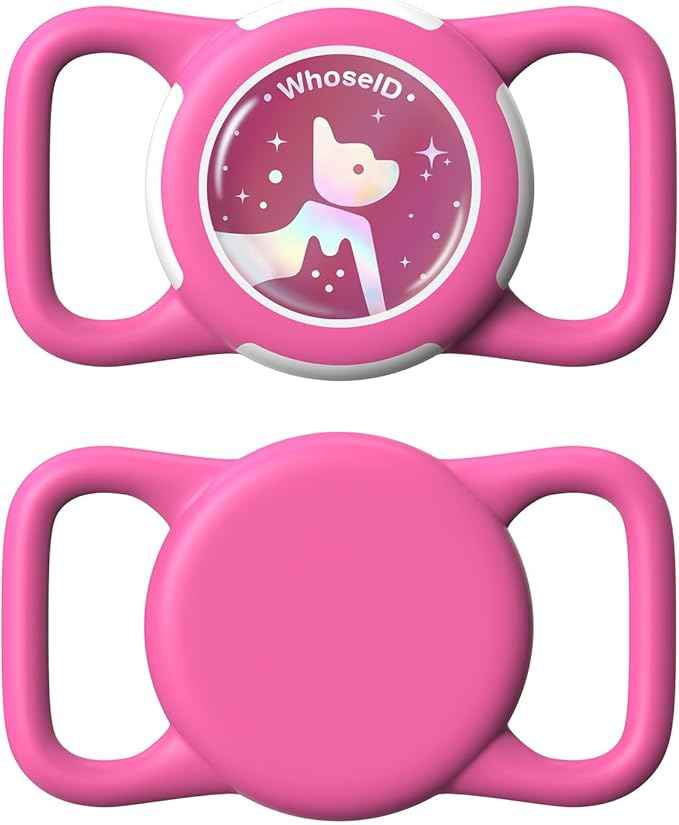 Waterproof Airtag Dog Collar Holder, Silicone & ABS Airtag Holder for Dog & Cat Collars, Ultra-Durable, Lightweight and Protective Airtag Case (Rose-1, Regular)