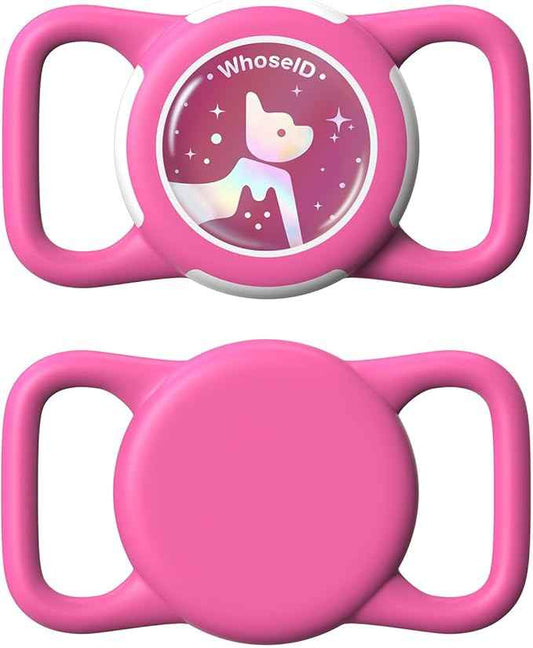 Waterproof Airtag Dog Collar Holder, Silicone & ABS Airtag Holder for Dog & Cat Collars, Ultra-Durable, Lightweight and Protective Airtag Case (Rose-1, Regular)