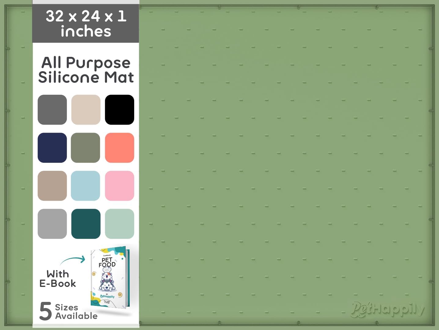 32x24x1” XL Dog Food Mat - All Purpose Under Sink Liner, Washer and Dryer Covers for The Top, Silicone Griddle Mat for Blackstone - Raised Edges Dog Mat for Food and Water Prevent Spill, Waterproof