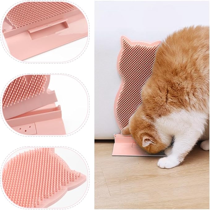 Cat Self Grooming Comb Brush with Catnip Wall Corner Groomer Brush Cats Face Scratchers for Indoor Dogs Fur pets