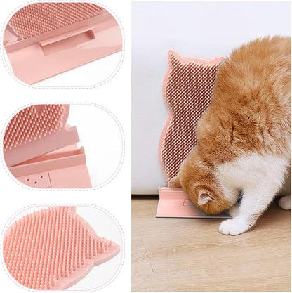 Cat Self Grooming Comb Brush with Catnip Wall Corner Groomer Brush Cats Face Scratchers for Indoor Dogs Fur pets