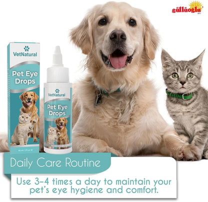 GÜLLÜOGLU 60ml Pet Eye Drops & Eye Wash for Dogs & Cats – Fast Relief for Itching, Irritation, Pink Eye & Allergy Symptoms – Gentle, Safe, Natural Formula for All Animals – Large 60ml Bottle