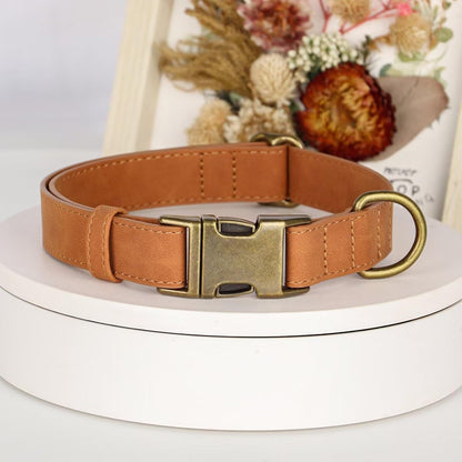 Didog Soft PU Leather Dog Collar, Stylish Quick Released Dog Collars for Medium Dogs, Easy Clean Adjustable Pet Collar for Daily Walking, Light Brown, M Fit 13-21" Neck