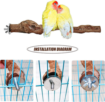 2 Packs Parrot Perch Stand,Natural Grapevine Wood Perch Parrots Cage Perch Toys Suitable for Small or Medium Parrots Parakeets Cockatiels Conures Lovebirds in Cage Accessories Supplies (Style-1)