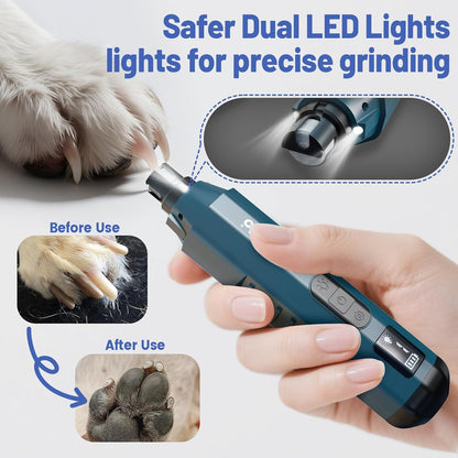 Dog Nail Grinder - Professional Electric Dog Nail Trimmer for Dogs & Cats Quiet Painless Grooming & Smoothing Dog Nail Clipper & File Included - Suitable for Small Medium Large Pets (Dark Blue)