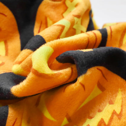 Fitwarm Halloween Pumpkin Dog Pajamas, Funny Dog Winter Clothes for Small Dogs Girl Boy, Pet Jumpsuit, Cat Halloween Costumes with Feet, Lightweight Velvet, Black, Orange, Medium