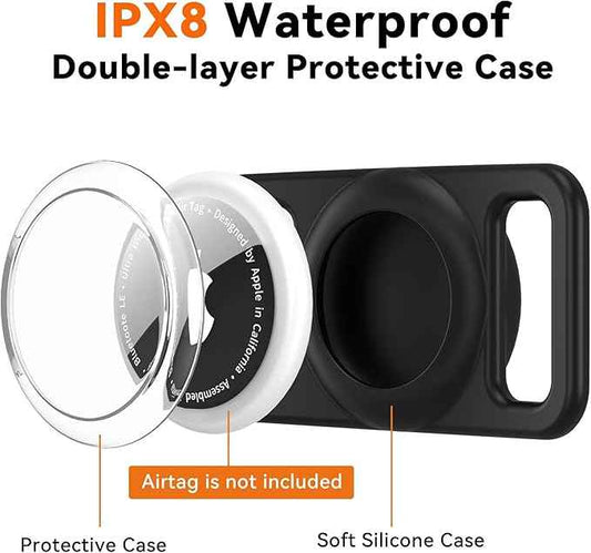 for Airtag Dog Collar Holder (1-Pack Black) | Waterproof & Secure Silicone Case for AirTag | Anti-Lost Pet Tracker Cover for Dogs & Cats