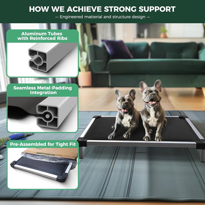 FXW TitanNest Chew-Proof Elevated Dog Bed, Raised Cot for Indoor/Outdoor/Camping Use, Durable & Washable Padded Pet Bed for Extra-Small Dogs, 29.0" L x 18.0" W x 4.5" H, Black