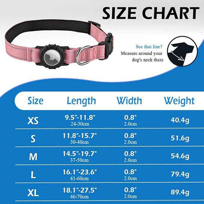 Airtag Dog Collar with Waterproof Air Tag Holder, Integrated Reflective Pet Collar with Soft Padding, Adjustable Nylon Collar for Small Medium Large Dogs, Pink,XL (18.1"-27.5")