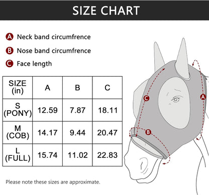 Horse Fly Mask with Ears - Large Eye Space for Full Vision, Breathable Stretch Comfort Fit, UV Protection, Forelock Opening, Easy Pull-On Green Cob