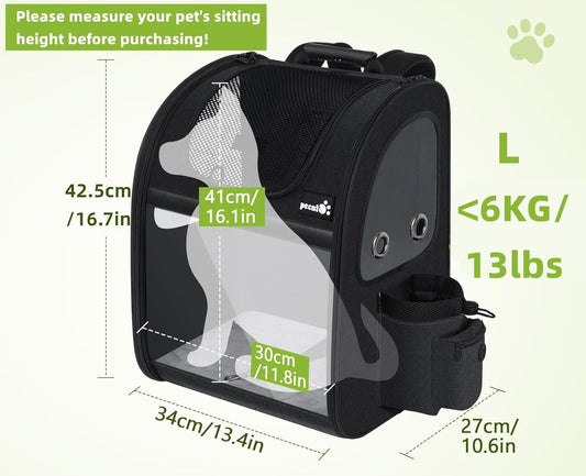 Pecute Pet Carrier Backpack, Dog Carrier Backpack, Expandable with Breathable Mesh for Small Dogs Cats Puppies, Pet Backpack Bag for Hiking Travel Camping Outdoor Hold Pets Up to 18 Lbs - Pawvie