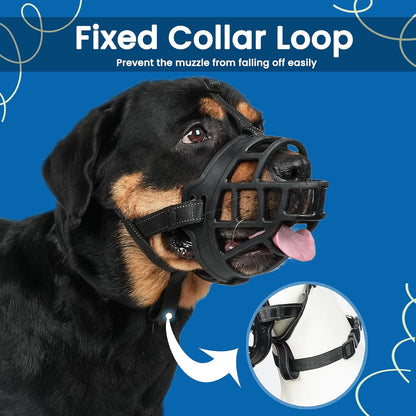 BARKLESS Dog Muzzle, Soft Basket Silicone Muzzle for Dogs to Prevent Biting and Chewing, Breathable Cage Mouth Cover for Training, Allows Drinking and Panting, Used with Collar