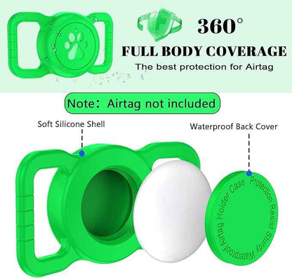SANKALA Airtag Dog Collar Holder, [1 Pack] Waterproof Dog Airtag Holder, Silicone Full Body Covered Anti-Lost Protective Apple Air Tag Holder for Pet Collar - Fits All Width Collars, Green