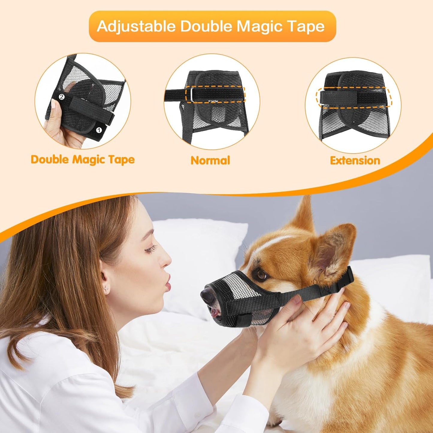 Dog Muzzle, Soft Mesh Muzzle for Medium Sized Dog Mouth Guard, Breathable Adjustable Muzzles to Prevent Biting, No Bark Muzzle for Dogs Allow Panting Drinking (Black, M)