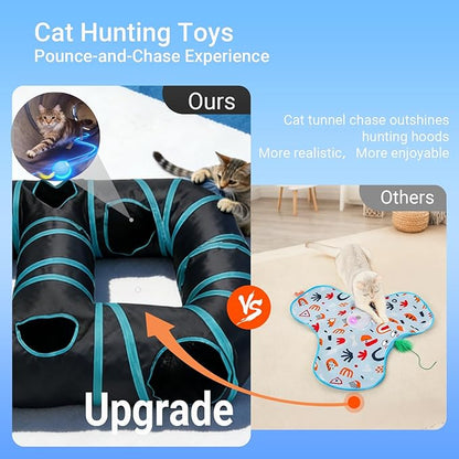 Interactive Cat Toys, Fast Rolling Toy Ball in Figure-8 Cat Tunnel, Automatic cat Toy for Indoor Cats, Cat Hunting Toys for Indoor Cats