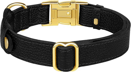 Leather Airtag Dog Collar - Soft Tracking Dog Collar with Apple AirTag Holder and Metal Buckle - Safety GPS Pet Collars for Small Medium Large Dogs Puppy Pink Red (Black, XS, 9"-12" Neck Fit)