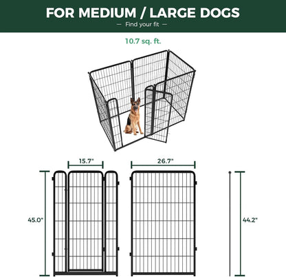 FXW Homeplus Unleashed Indoor Dog Playpen - Stress-Free and Safe Play, Heavy Duty 45 Inch 6 Wire Panels Dog Pen for Large Dogs, Black│Patented