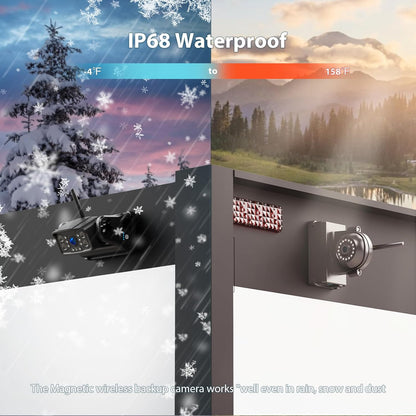 3 Magnetic Wireless Backup Camera with HD 1080P 10" DVR Monitor, 1-Rear View 2-Side View Cameras Wireless System for RV Trailer Trucks, Built-in 9600mAh Battery,Night Vision,Recording- ZEROXCLUB BC103