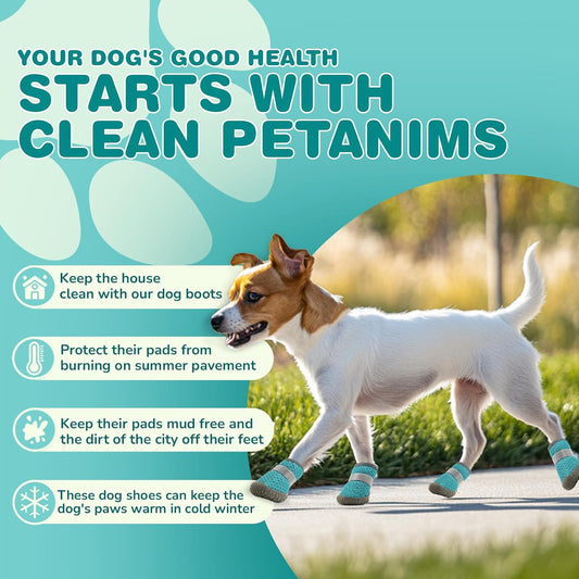 Small Dog Shoes, Breathable Puppy Boots & Paw Protectors for Winter Snow, Summer Hot Pavement, Dog Booties with Anti-Slip Rubber Soles for Hardwood Floors Lake Blue Size 5