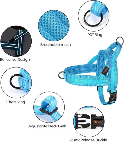 Didog No Pull Dog Harness with Soft Mesh Padded,Reflective & Quick Fit Light Weight Dog Strap Vest Harness,Easy for Walking Training (XS:Chest 15-18", Mesh-Blue)