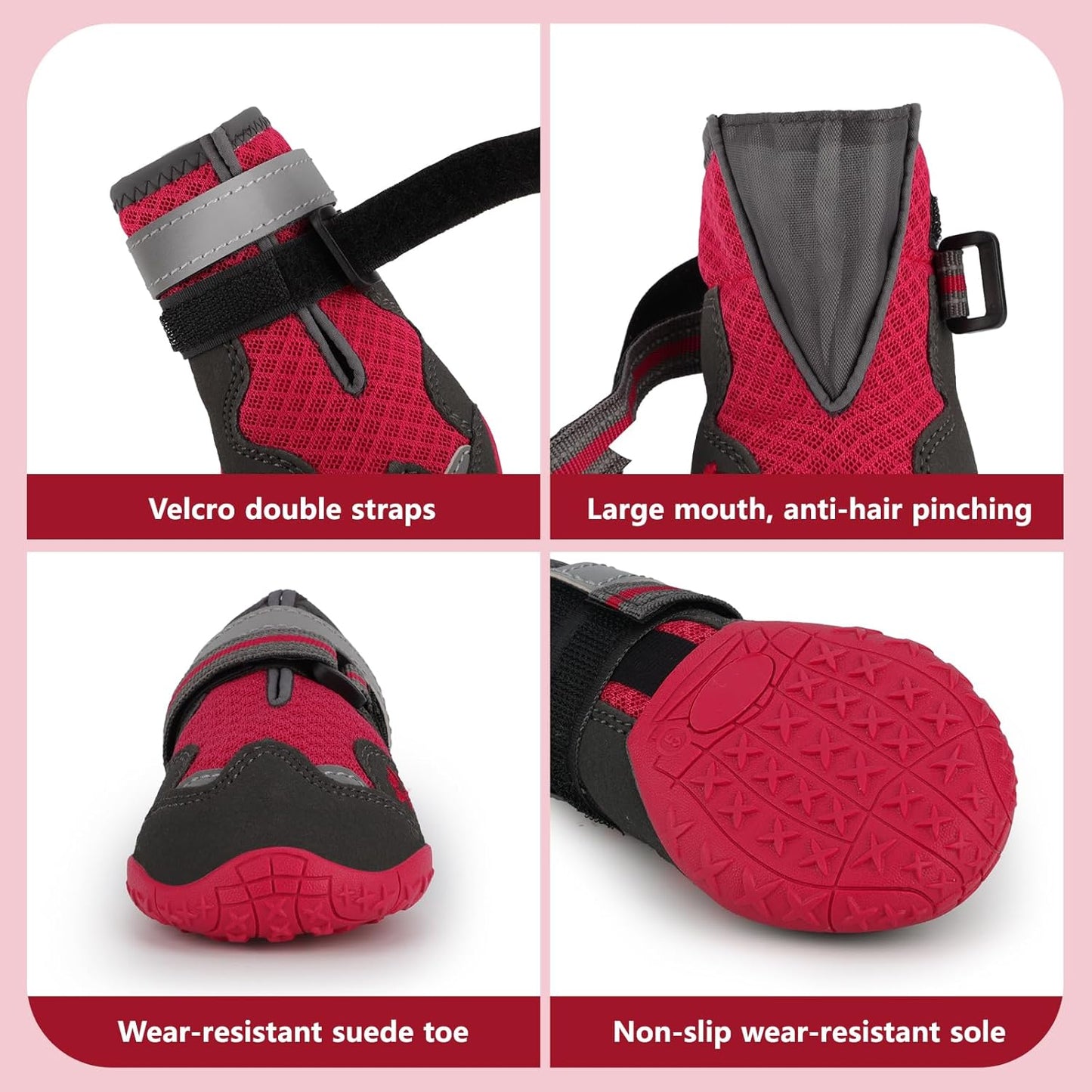 Dog Shoes for Large Medium Small Dog, Mesh Breathable Dog Shoes for Hot Pavement, Anti-Slip Dogs Boots Paw Protectors with Reflective for Outdoor Walking Indoor Hardfloors (Size 1)