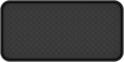 Ottomanson 15” x 30” Multi-Purpose Boot Tray - Waterproof Mat for Shoes, Pet Food, Litter Box, Painting & Planting - 1.2” Raised Edge for Spill Protection