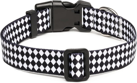 Mercano Adjustable Dog Collar - Special Design Patterns, Soft Nylon Comfortable Durable Pet Collar for Small Medium Large Dogs (L, Rhomb)