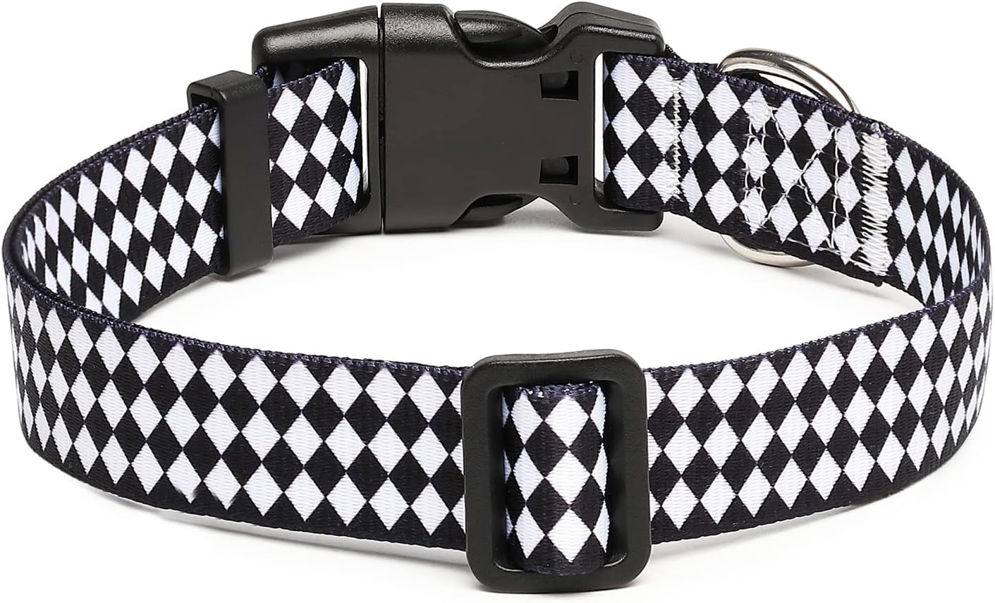 Mercano Adjustable Dog Collar - Special Design Patterns, Soft Nylon Comfortable Durable Pet Collar for Small Medium Large Dogs (XS, Rhomb)